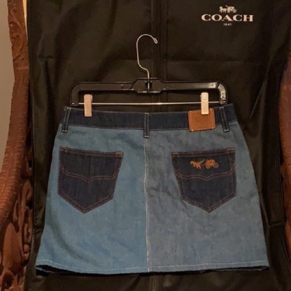 COACH 1941 TONAL DENIM PATCHWORK MINI SKIRT SIZE 4 - Picture 6 of 14